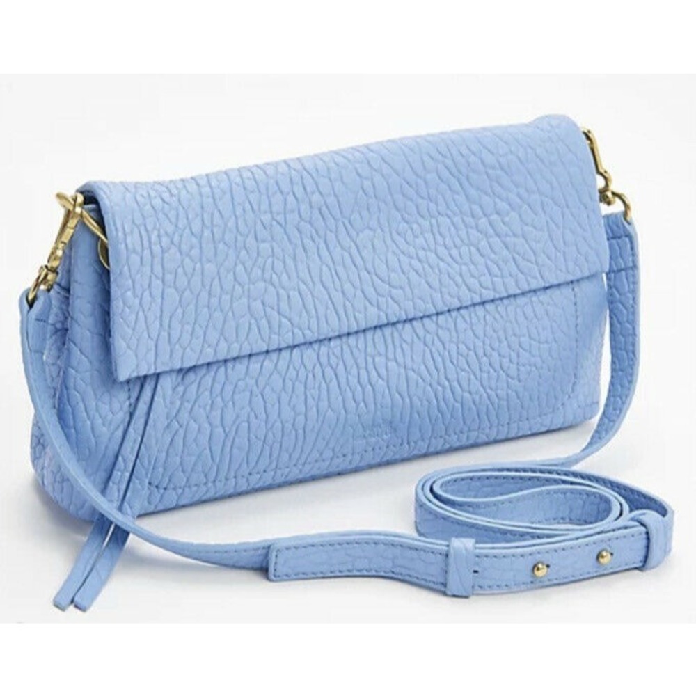 Vince Camuto Lamb Leather Flap Crossbody Lucia blue bag periwinkle A451665